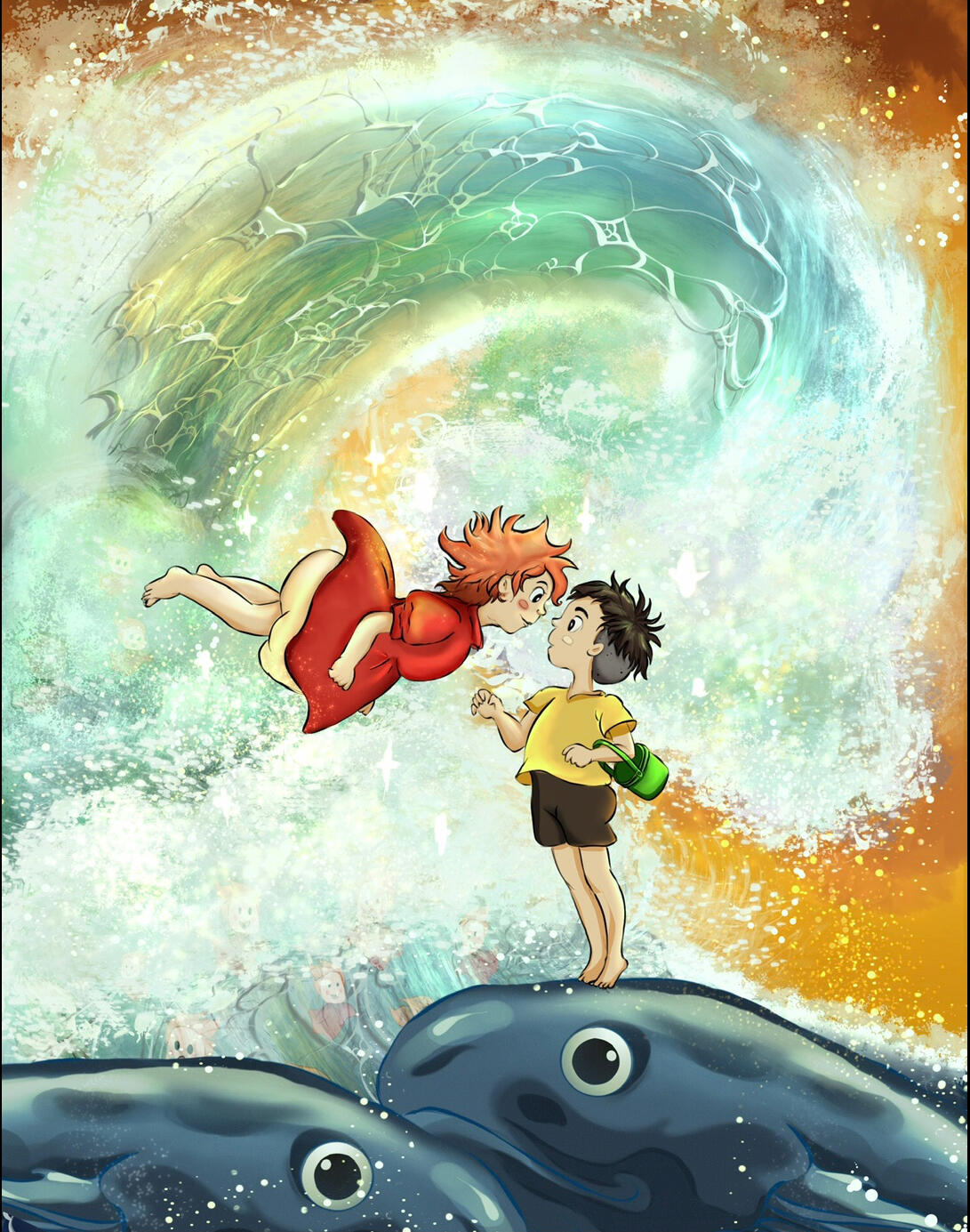 Ponyo on the cliff fanart